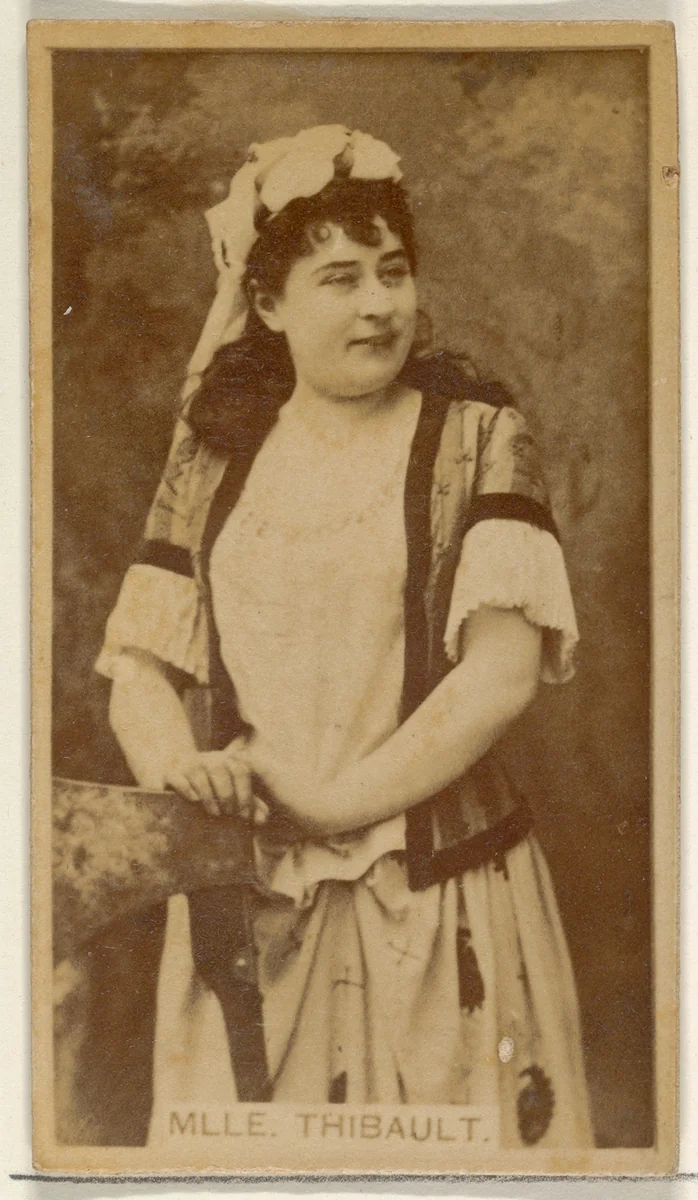 Mlle. Thibault, from the Actors and Actresses series (N45, Type 8) for Virginia Brights Cigarettes by Allen & Ginter, photograph, 1885-1891