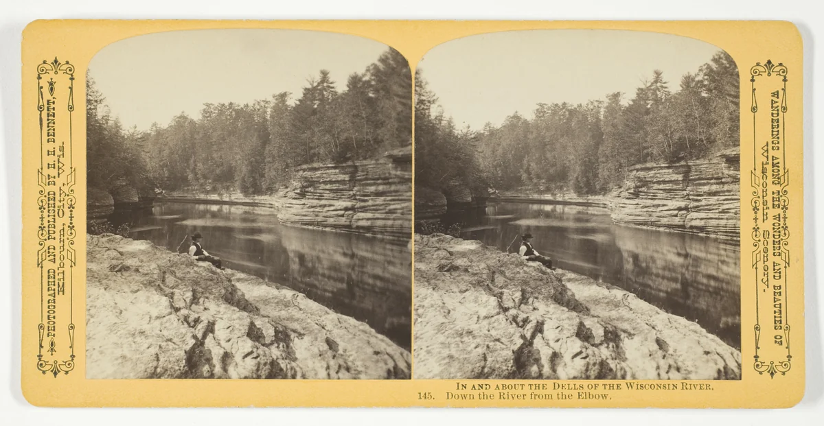 Down the River from the Elbow, No. 145 from the series "In and About the Dells of the Wisconsin River" by Henry Hamilton Bennett, photograph, 1870-1908