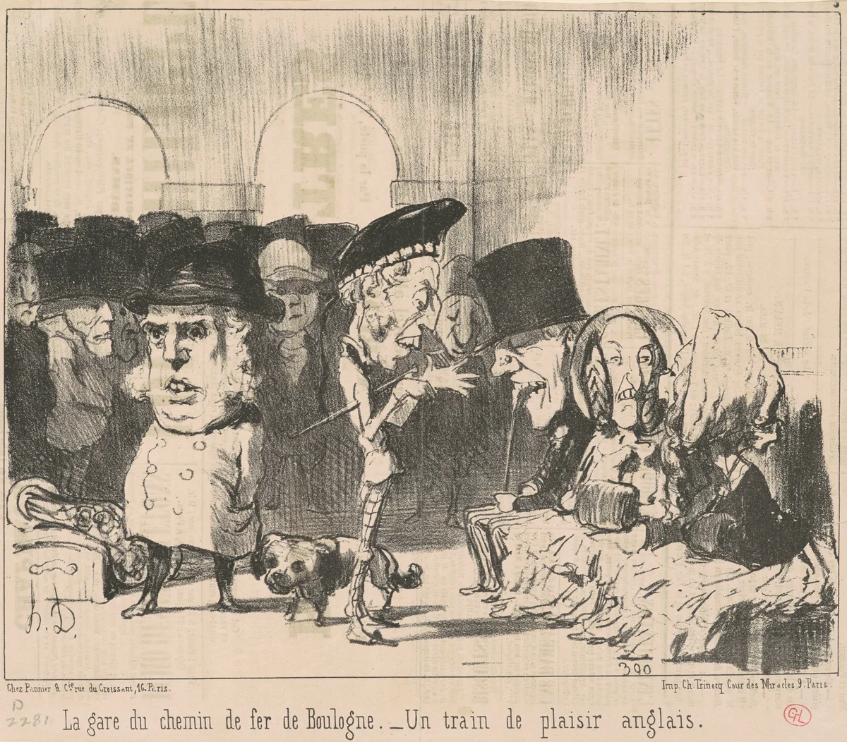 La gare du chemin de fer de Boulogne by Honoré Daumier, print, 1852