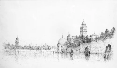 San Michaeli and Murano, Venice by Andrew Fisher Bunner, artwork, 1883