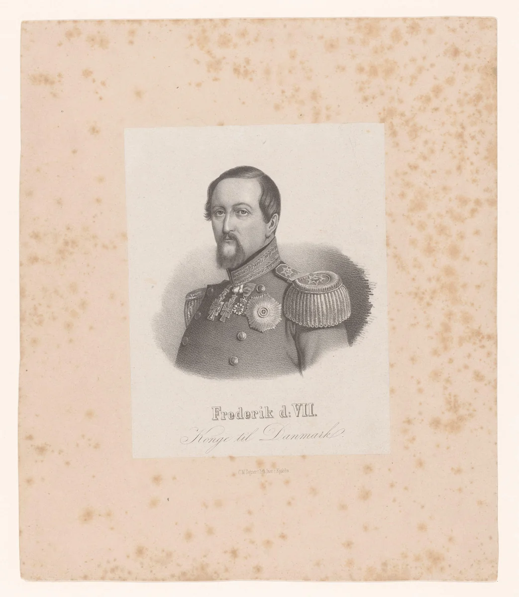 Portret van Frederik VII, Koning van Denemarken by Christian Martin Tegner, print, 1837-1881
