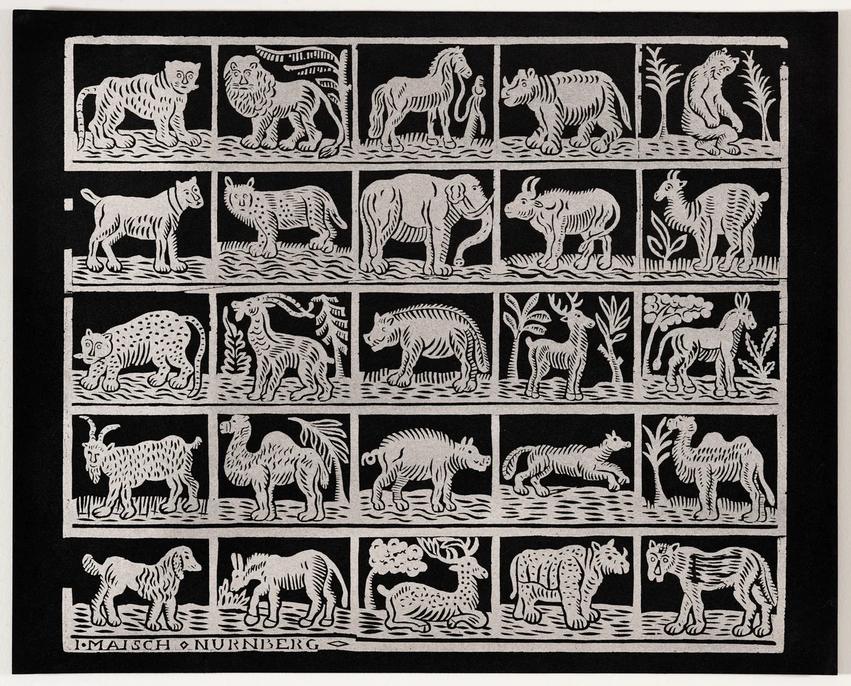 Endpaper with Animals by Johann Maisch, print, 1800-1849