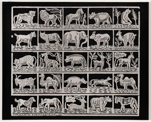 Endpaper with Animals by Johann Maisch, print, 1800-1849