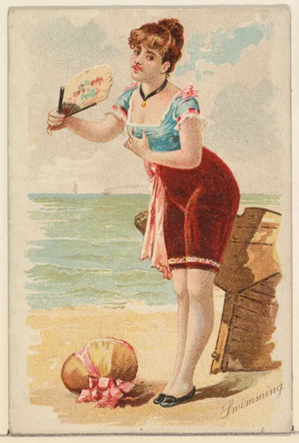 Swimming, from the Pretty Athletes series (N196) issued by Wm. S. Kimball & Co. by William S. Kimball & Company, print, 1889