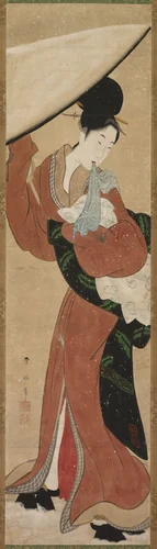 Lady with a Parasol by Koikawa Harumasa, painting, 1800-1820
