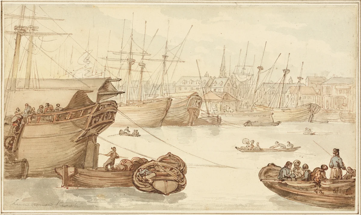 Limehouse Reach by Thomas Rowlandson, painting, 1776-1827