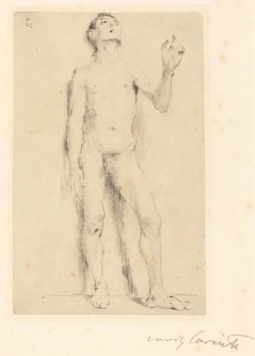 Jünglingsakt (Young Male Nude) by Lovis Corinth, print, 1905