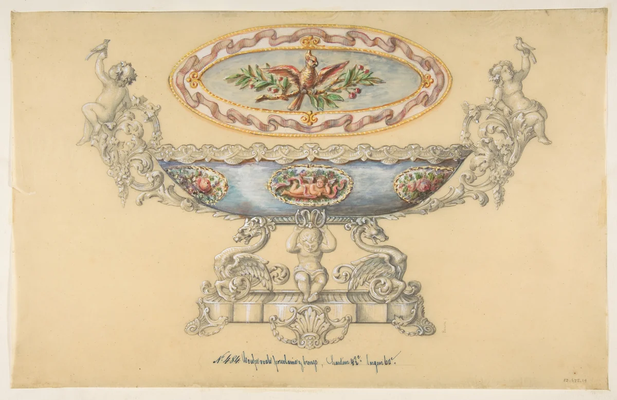 Design for a Porcelain Cup by anonymous, drawing, 1800-1899