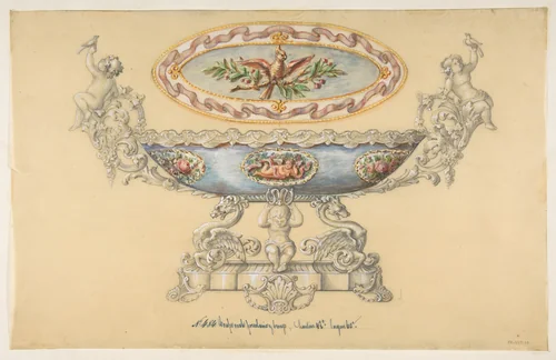 Design for a Porcelain Cup by anonymous, drawing, 1800-1899
