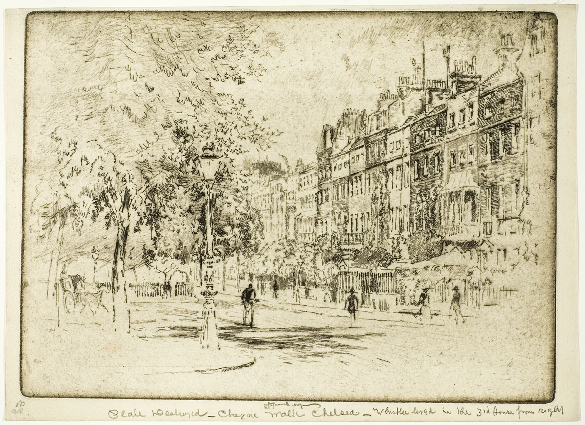 Cheyne Walk, Chelsea by Joseph Pennell, print, 1906