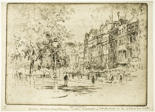 Cheyne Walk, Chelsea by Joseph Pennell, print, 1906