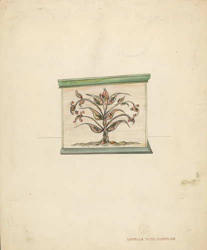 Small Decorated Box (side) by Isabella Ruth Doerfler, index of american design, 1937