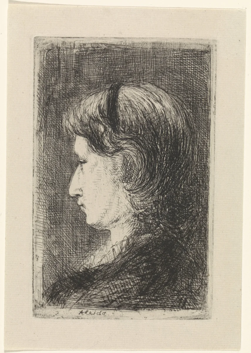 Portret van Aleida Schaap by Jozef Israëls, print, 1863-1878