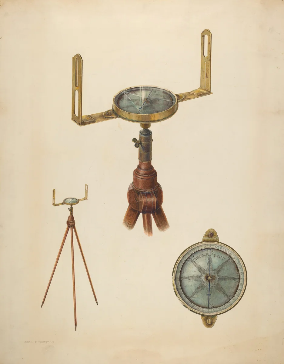 Surveyor's Compass by Archie Thompson, index of american design, 1937
