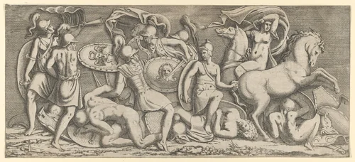 Battle of Amazons by Léon Davent, print, 1547