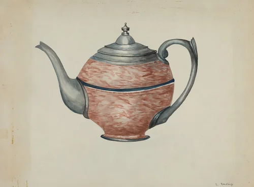 Pewter Teapot by Beulah Bradleigh, index of american design, 1936