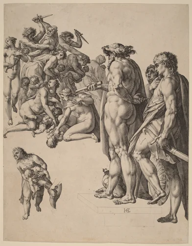 The Massacre of the Innocents by Hendrick Goltzius, print, 1580-1590