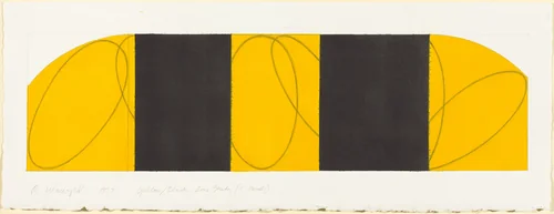 Yellow / Black Zone Study (5 panels) by Robert Mangold, drawing, 1997