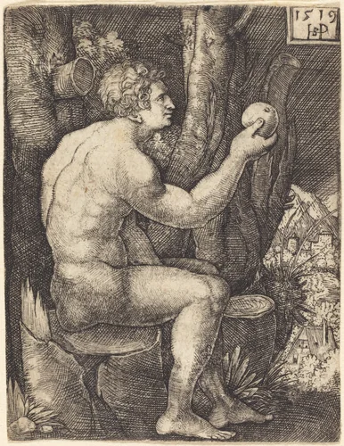 Adam Seated by Sebald Beham, print, 1519