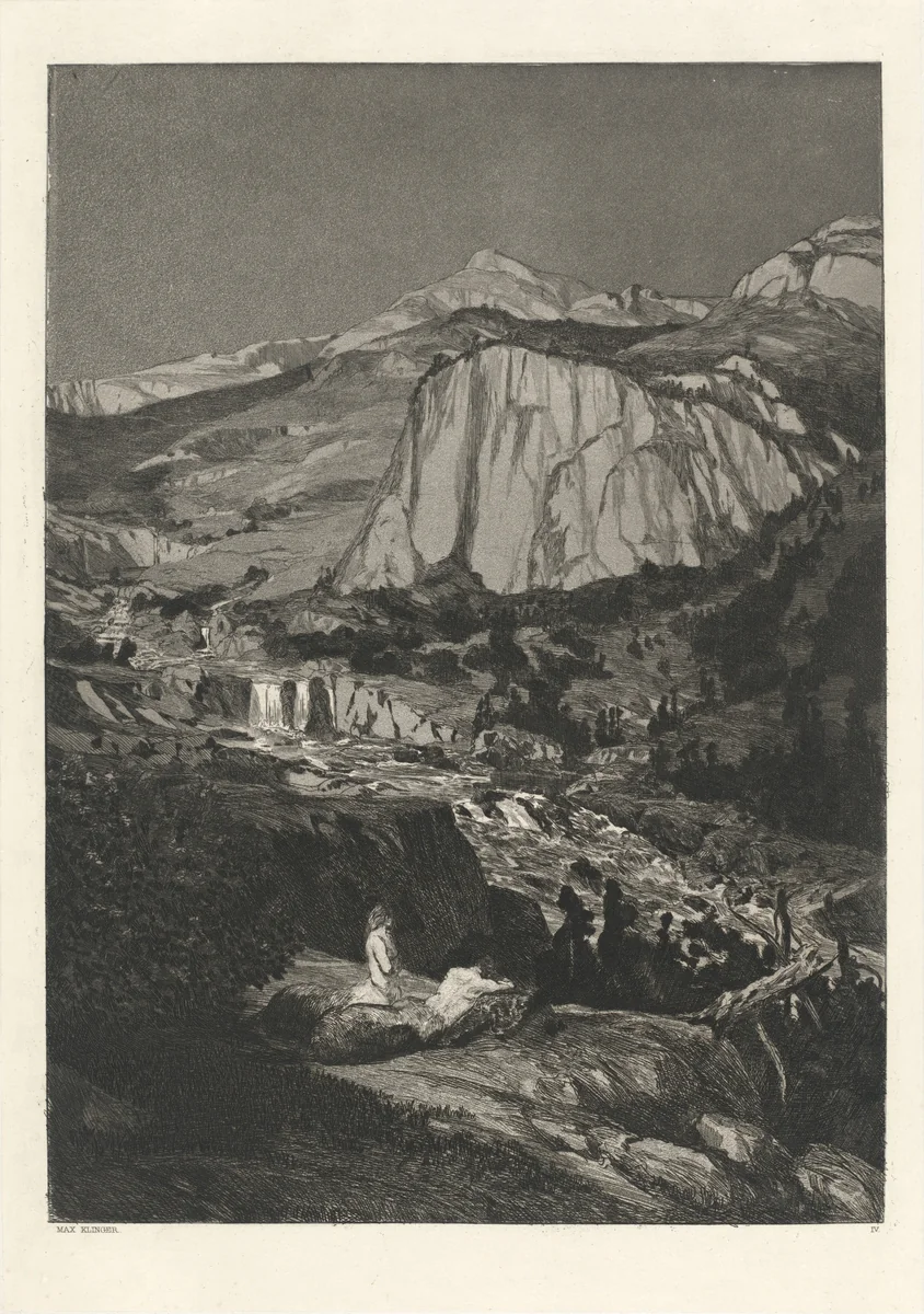 Moonlit Night (Mondnacht): pl. 4 by Max Klinger, print, 1857-1920
