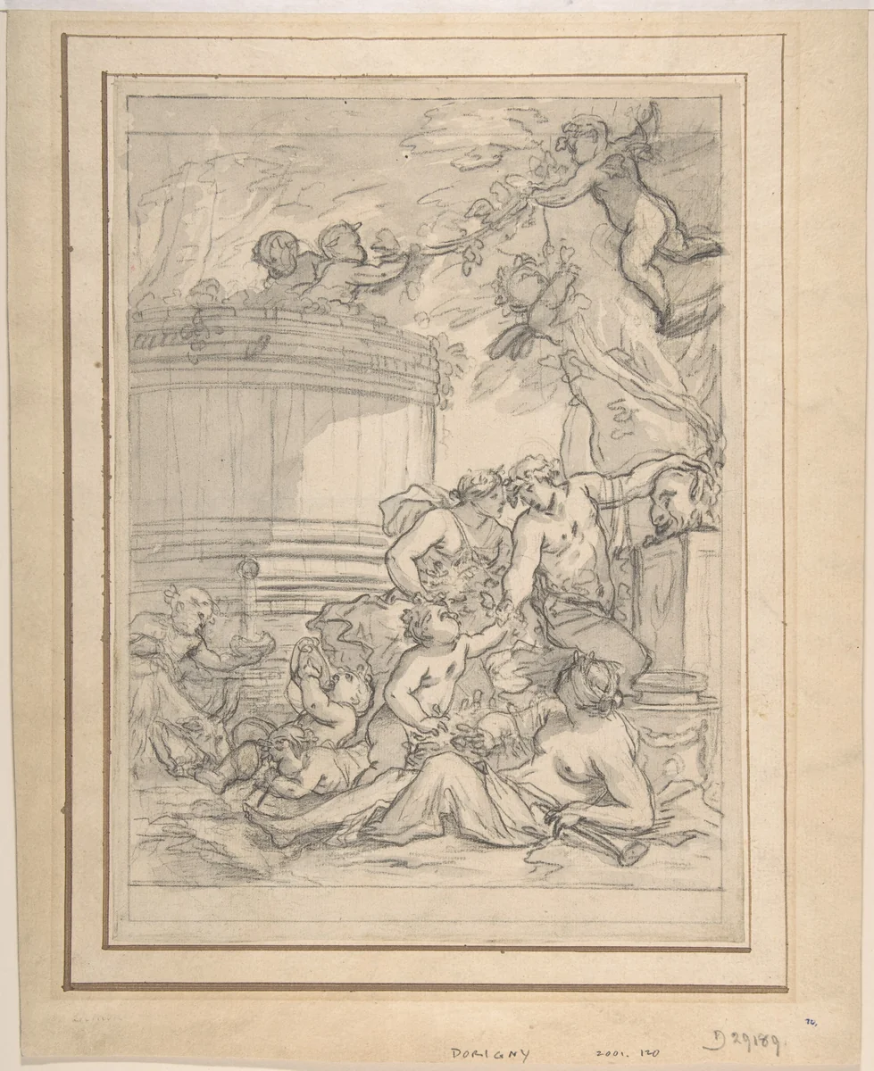 Bacchanal by Michel Dorigny, drawing, 1625-1665