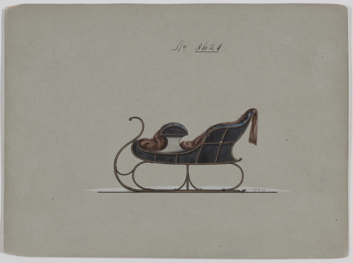 Design for 4 Seat Sleigh, no. 3621 by Brewster & Co., drawing, 1880