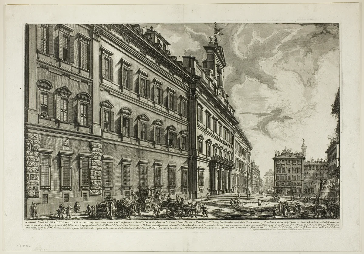 View of the Palazzo di Montecitorio, from Views of Rome by Giovanni Battista Piranesi, print, 1750-1759