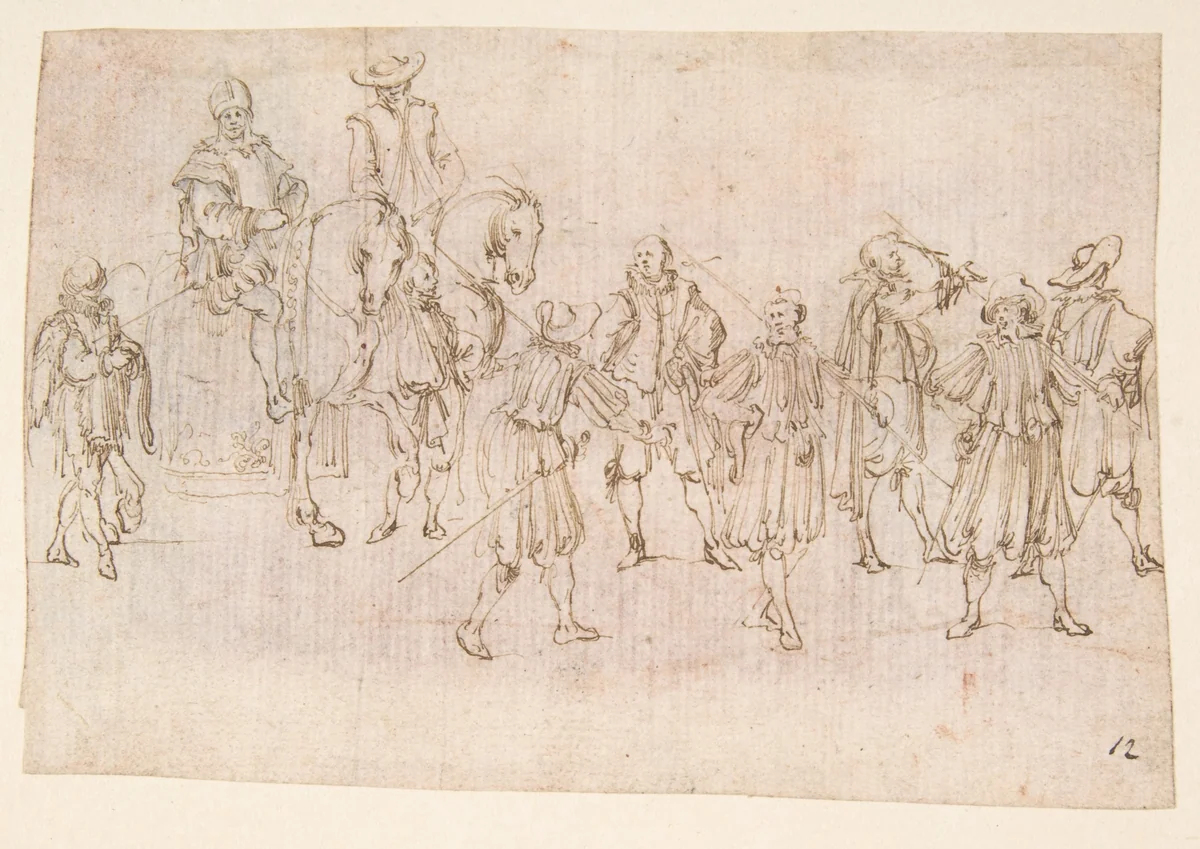 Horsemen and Soldiers by Stefano della Bella, drawing, 1610-1664