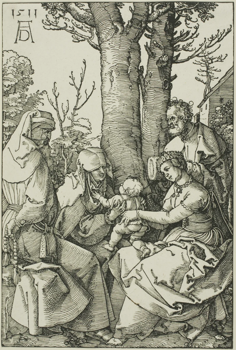The Holy Family with Joachim and Saint Anne by Albrecht Dürer, print, 1511