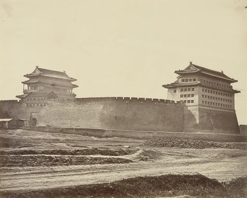 Anting Gate of Peking After the Surrender, English and French Troops Take Possession by Felice Beato, photograph, 1860