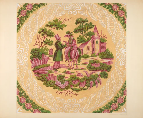 Wallpaper from Bandbox Cover by Charlotte Angus, index of american design, 1937