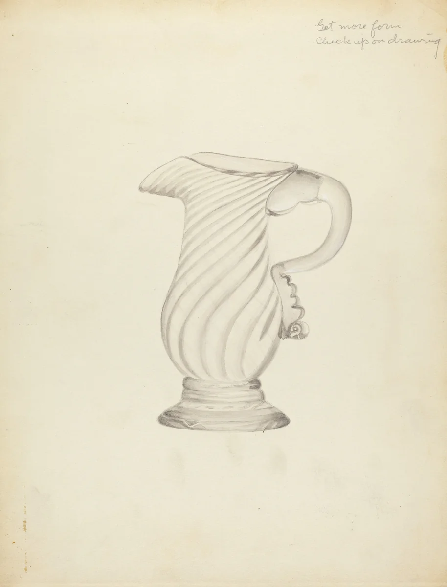 Blown Glass - Pitcher by Vincent Burzy, index of american design, 1935-1942