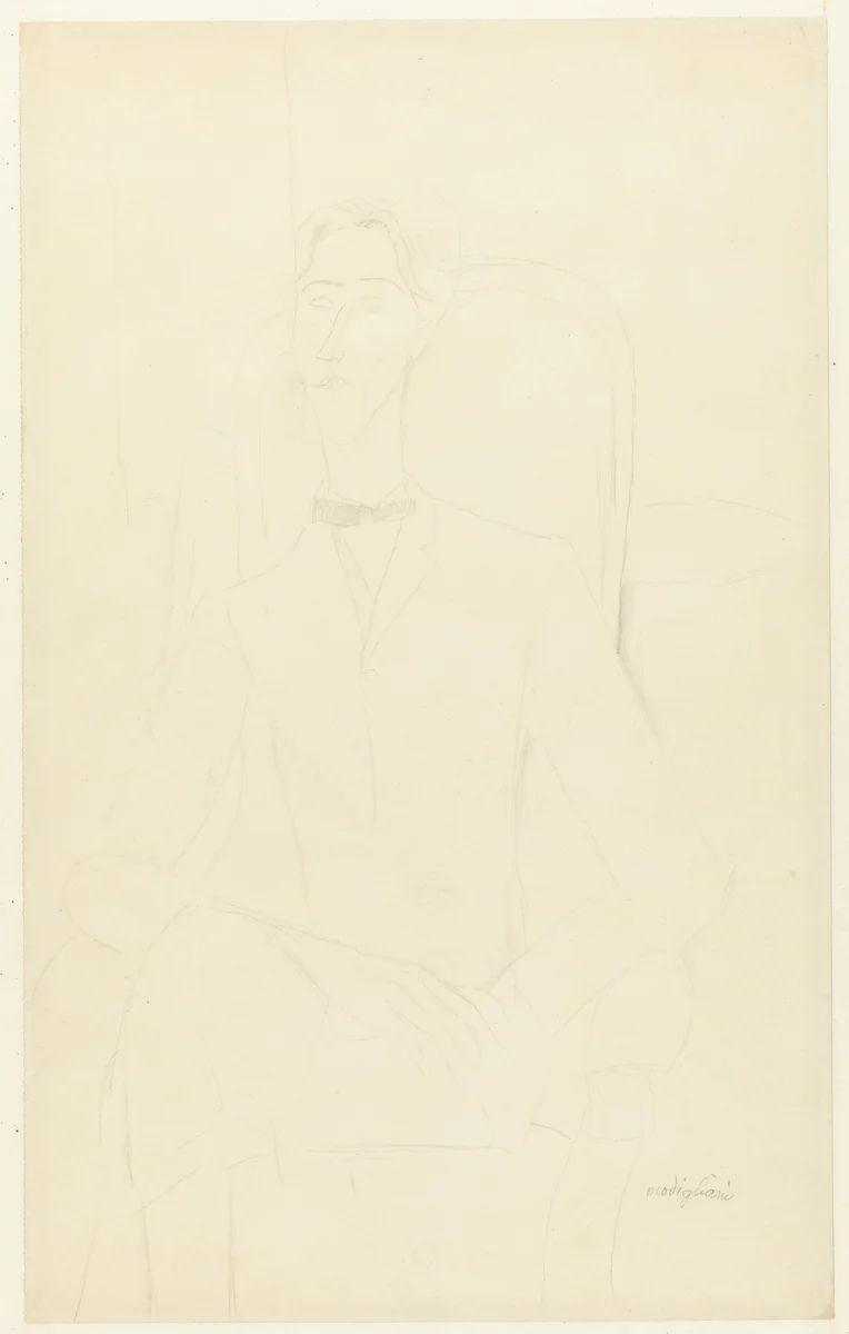 Portrait of Jean Cocteau by Amedeo Modigliani, drawing, 1916
