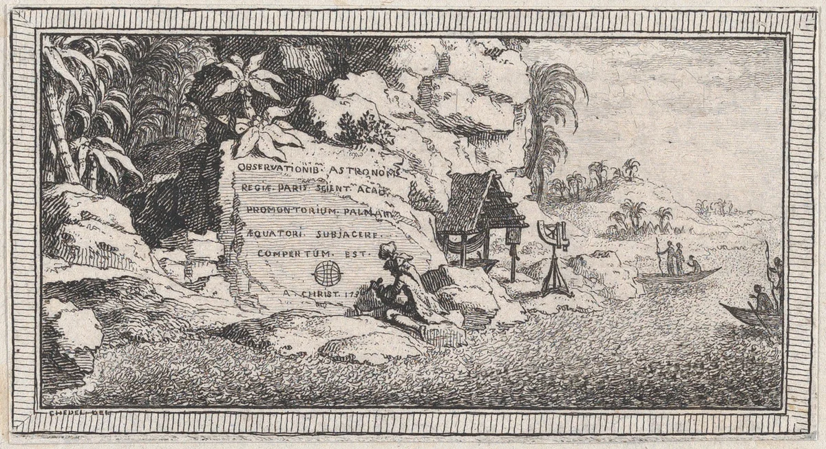Title Page, from a series of six landscapes titled "Observationib.Astronom.Regiae.Paris.Scient. Acad...1736" by Quentin Pierre Chedel, print, 1736