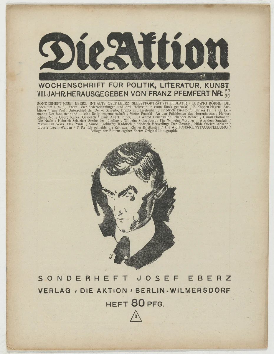 Die Aktion, vol. 8, no. 29/30 by Josef Eberz, periodical, 1918