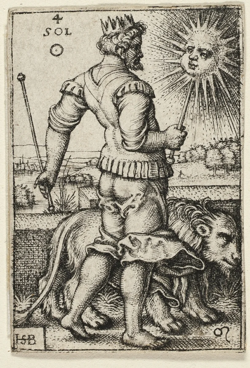 Sun, plate four from The Seven Planets with the Zodiacs by Sebald Beham, print, 1539