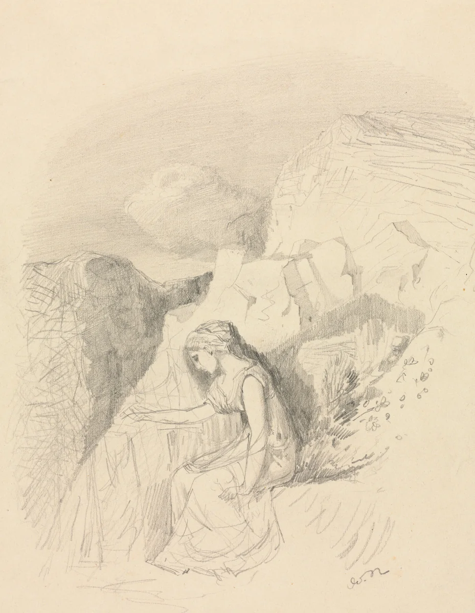 Melancholy by Odilon Redon, drawing, 1860-1869