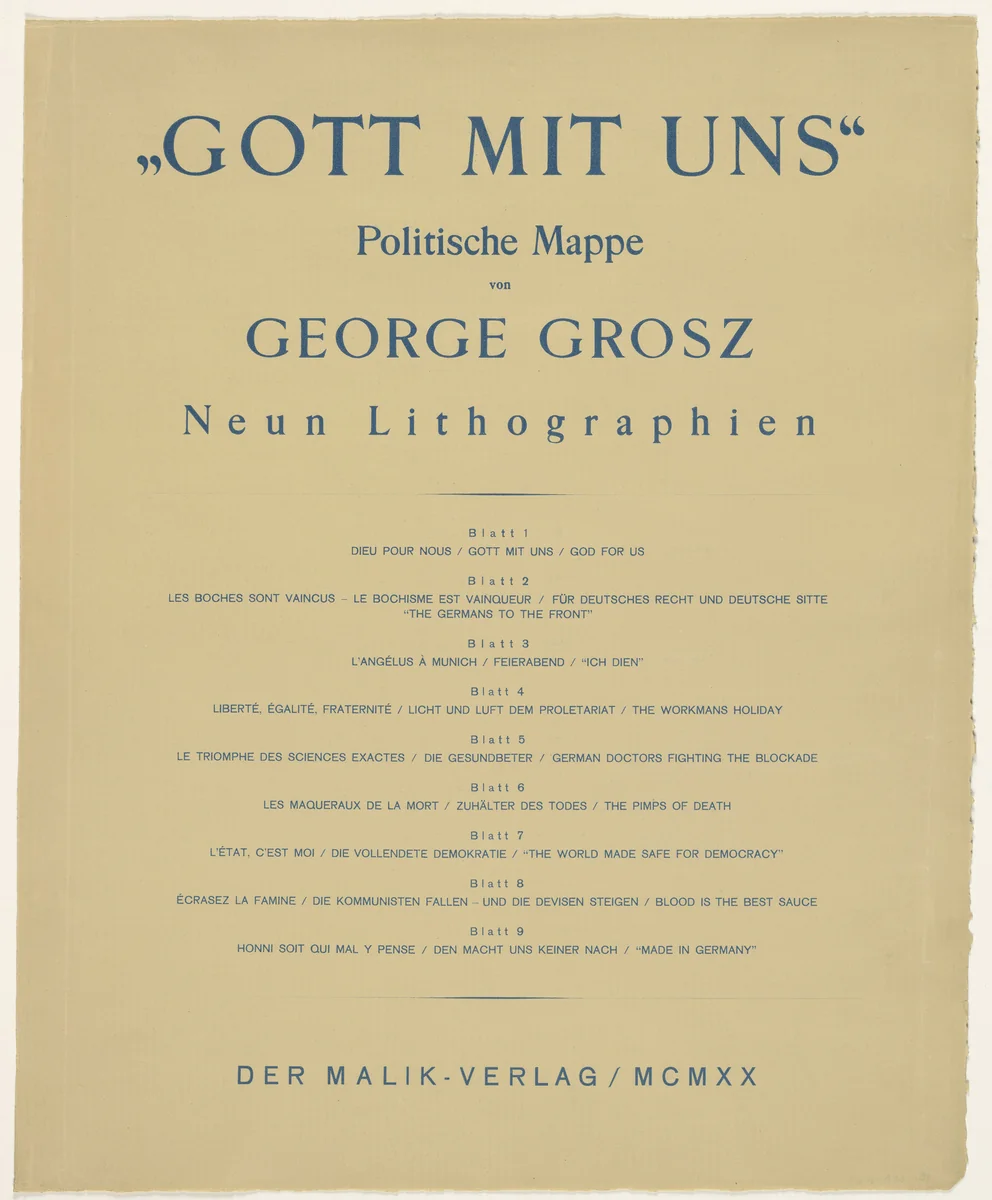 God with Us (Gott mit uns) from the portfolio God with Us (Gott mit uns) by George Grosz, print, 1919