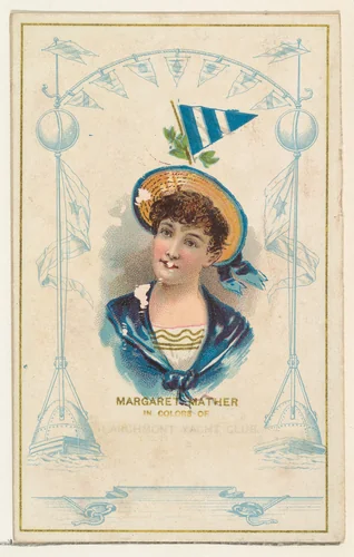 Margaret Mather in Colors of the Larchmont Yacht Club, from the Yacht Colors of the World series (N140) issued by Duke Sons & Co. to promote Honest Long Cut Tobacco by W. Duke, Sons & Co., print, 1890