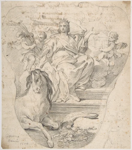 Design for Panel: Allegory of Europe, from "The Four Continents" by Giacomo Barri, drawing, 1650-1679