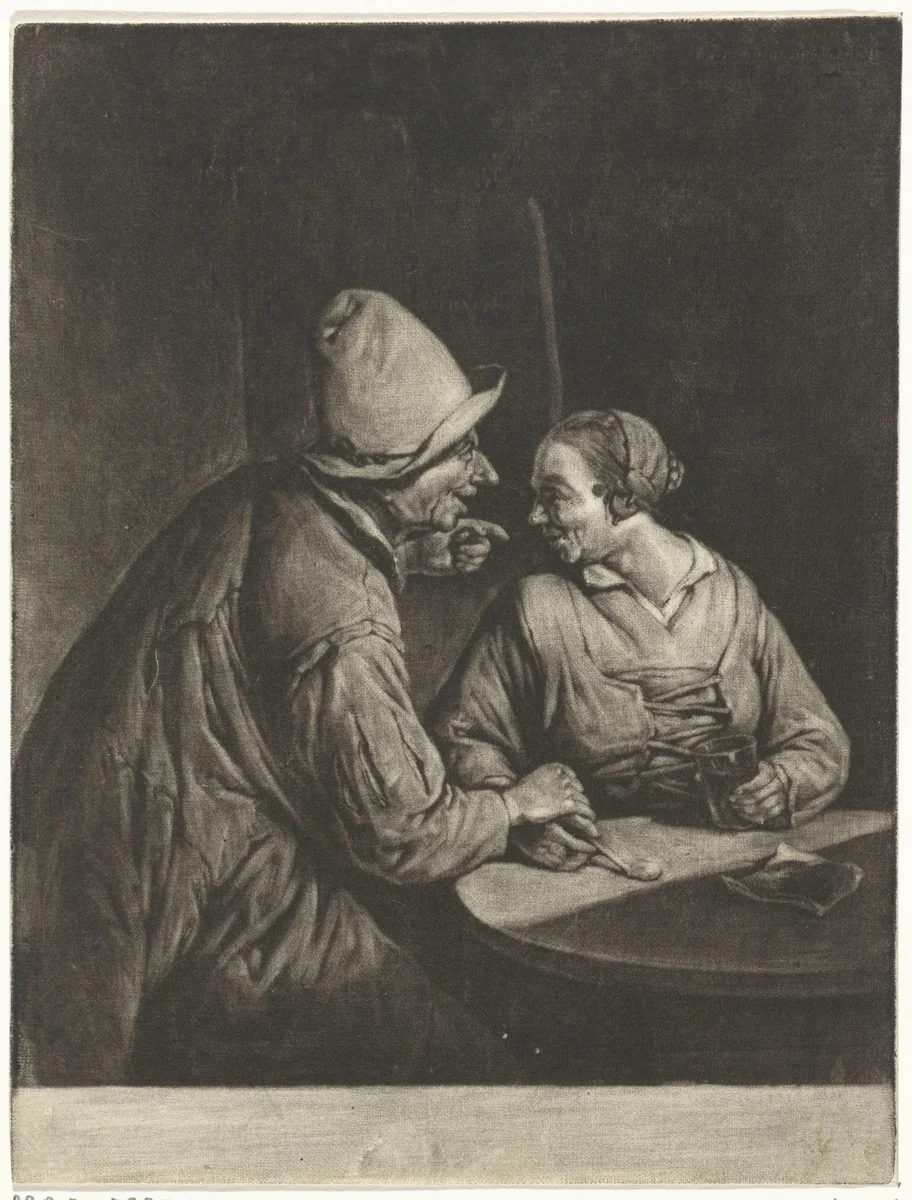 Boer en boerin by Cornelis Dusart, print, 1685