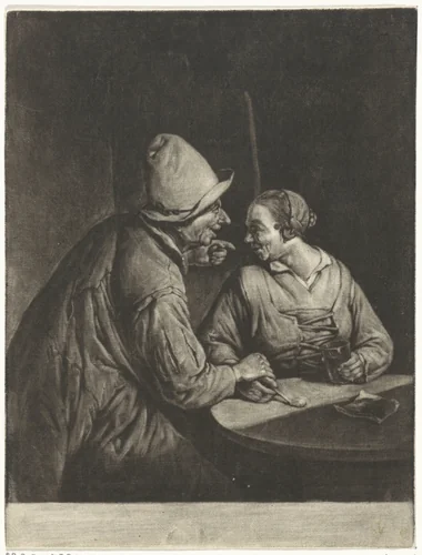 Boer en boerin by Cornelis Dusart, print, 1685