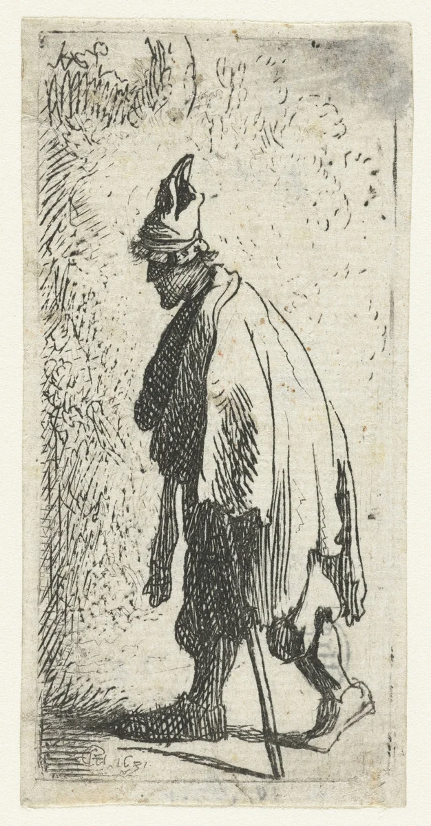 Bedelaar met een stok by anonymous, print, 1631