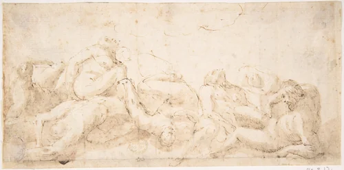 Group of Entangled Nude Figures by anonymous, drawing, 1600-1800