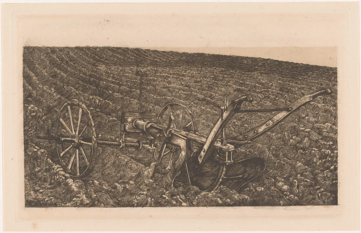 Ploeg op een akker by Pieter Dupont, print, 1900