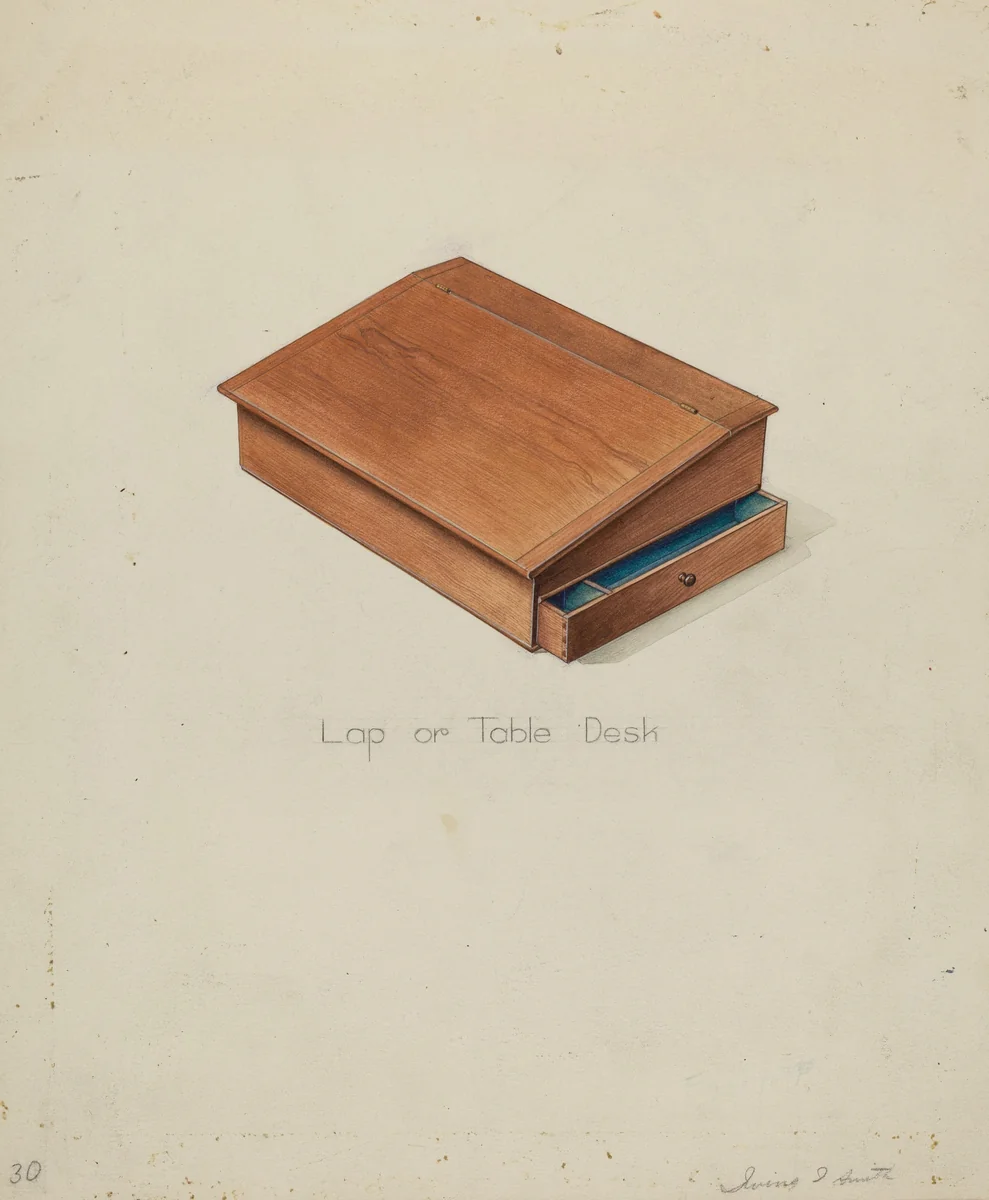 Shaker Lap Desk by Irving I. Smith, index of american design, 1936