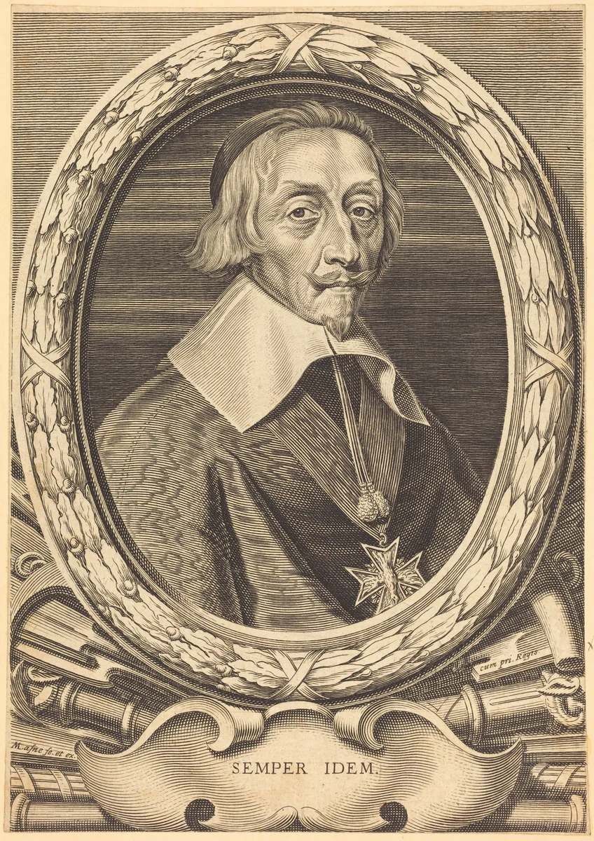 Armand Jean du Plessis, Cardinal Richelieu by Michel Lasne, print, 1590-1667