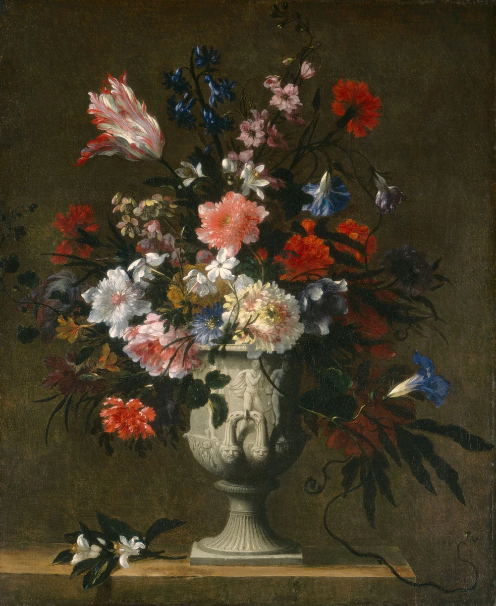 Flowers in a Classical Vase by French 17th Century, painting, 1650-1699