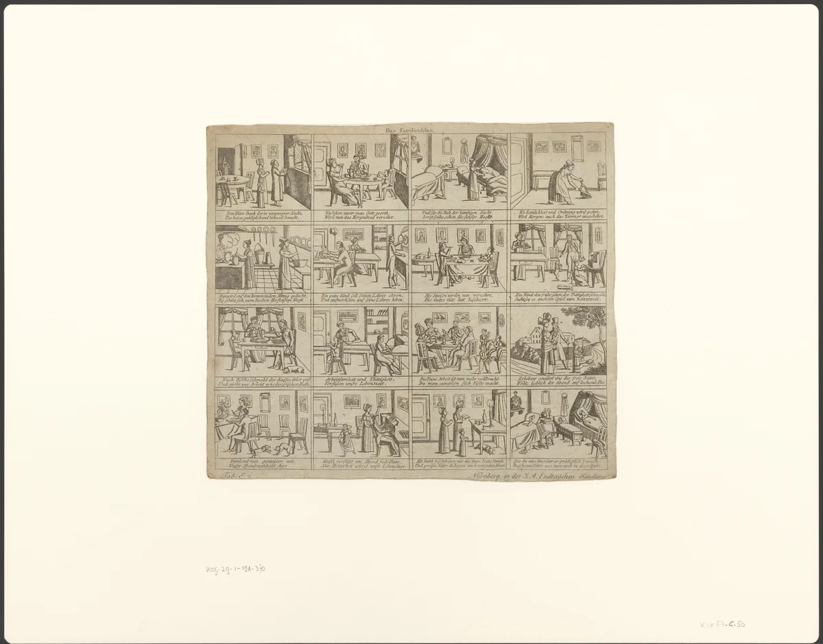 Een dag in het leven van een familie by anonymous, print, 1780-1830