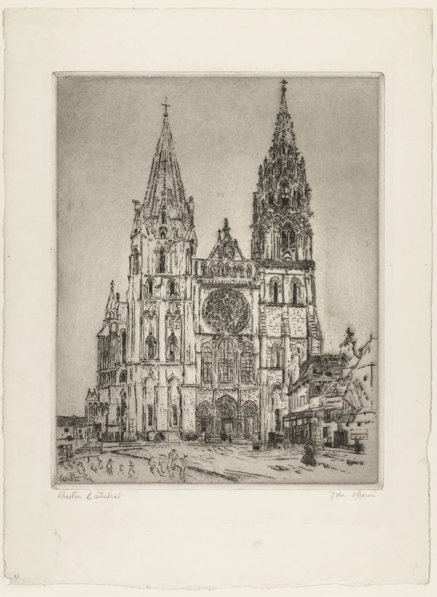 Chartres Cathedral by John Marin, print, 1910